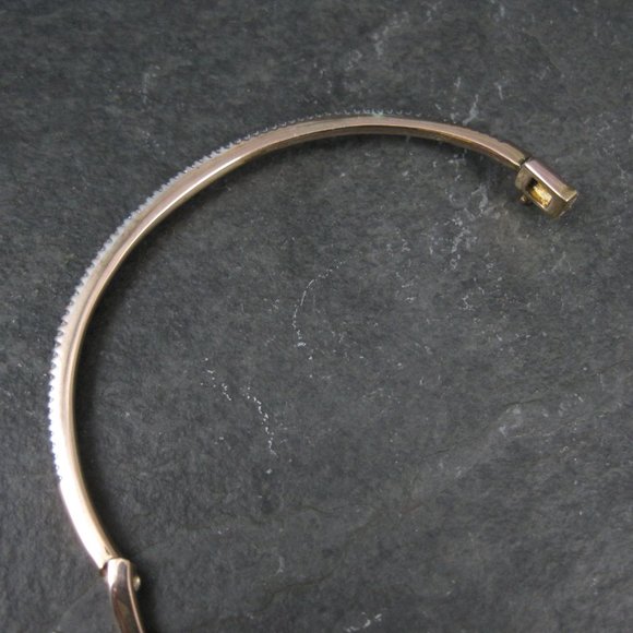 14K ROSE Gold Vermeil Sterling Diamond Bangle Bracelet 7 Inches Macys - Picture 11 of 16